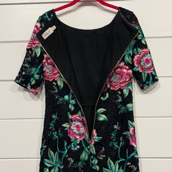 Eliza J Black Embroidered Floral Sheath Dress Size 6 - Picture 14 of 16